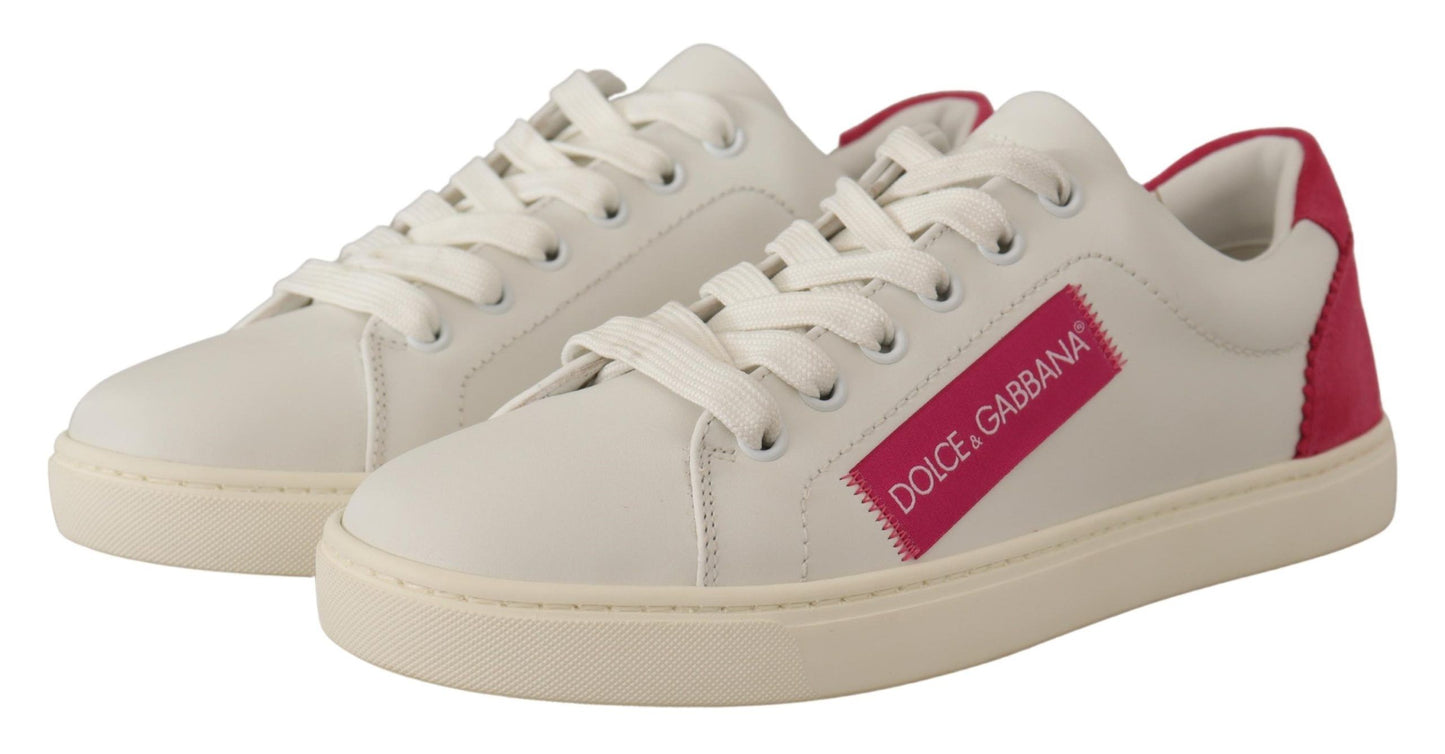 Dolce &amp; Gabbana Elegant White Leather Low-Top Sneakers