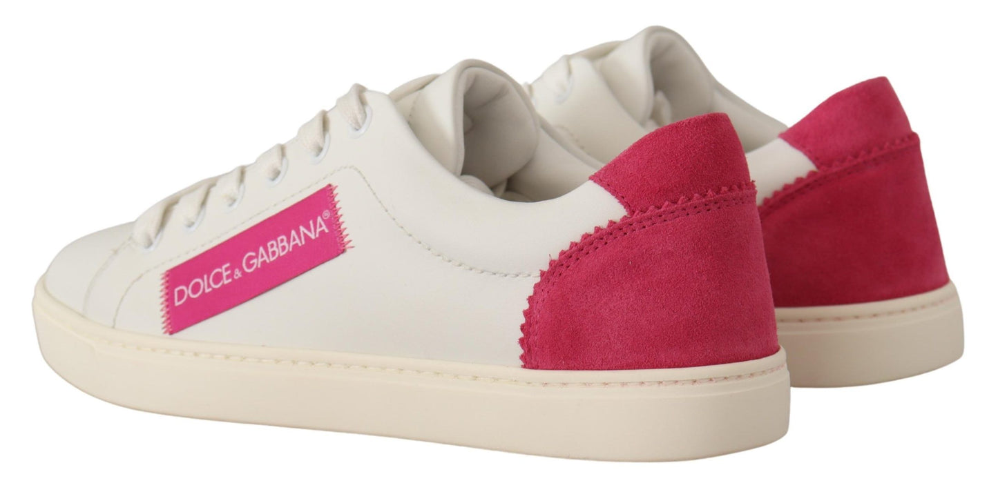 Dolce &amp; Gabbana Elegant White Leather Low-Top Sneakers