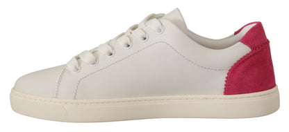 Dolce &amp; Gabbana Elegant White Leather Low-Top Sneakers