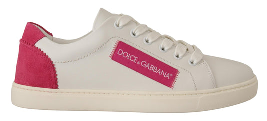 Dolce &amp; Gabbana Elegant White Leather Low-Top Sneakers