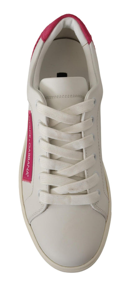 Dolce &amp; Gabbana Elegant White Leather Low-Top Sneakers