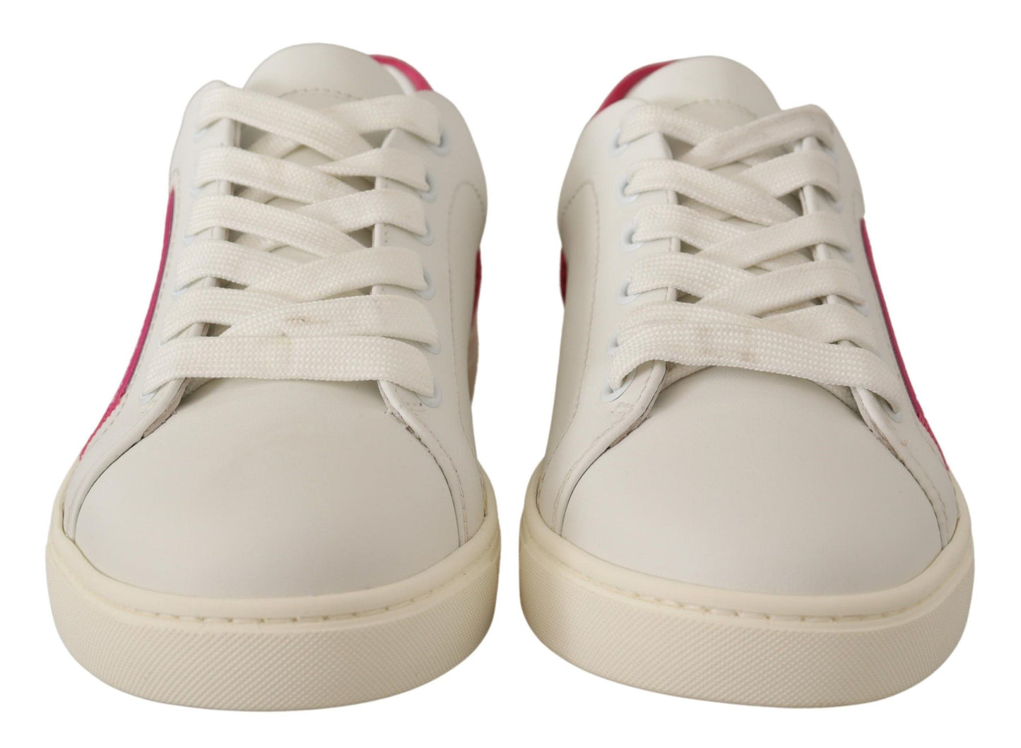 Dolce &amp; Gabbana Elegant White Leather Low-Top Sneakers