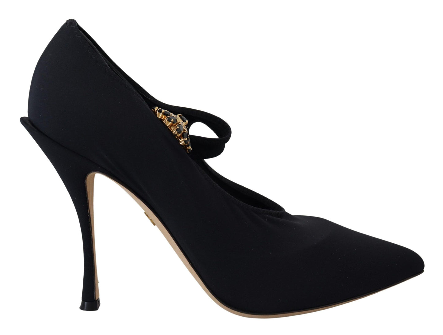 Dolce &amp; Gabbana Chic Black Mary Jane Sock Pumps with Crystals