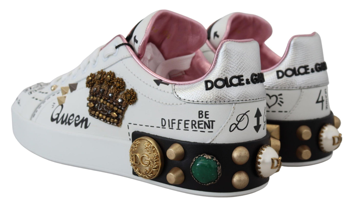 Dolce &amp; Gabbana Queen Crown Chic Leather Sneakers