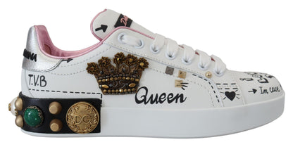 Dolce &amp; Gabbana Queen Crown Chic Leather Sneakers