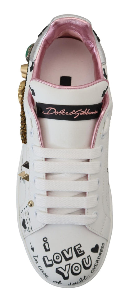 Dolce &amp; Gabbana Queen Crown Chic Leather Sneakers