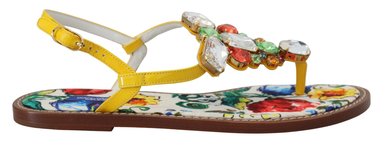 Dolce &amp; Gabbana Majolica Crystal Embellished Leather Sandals