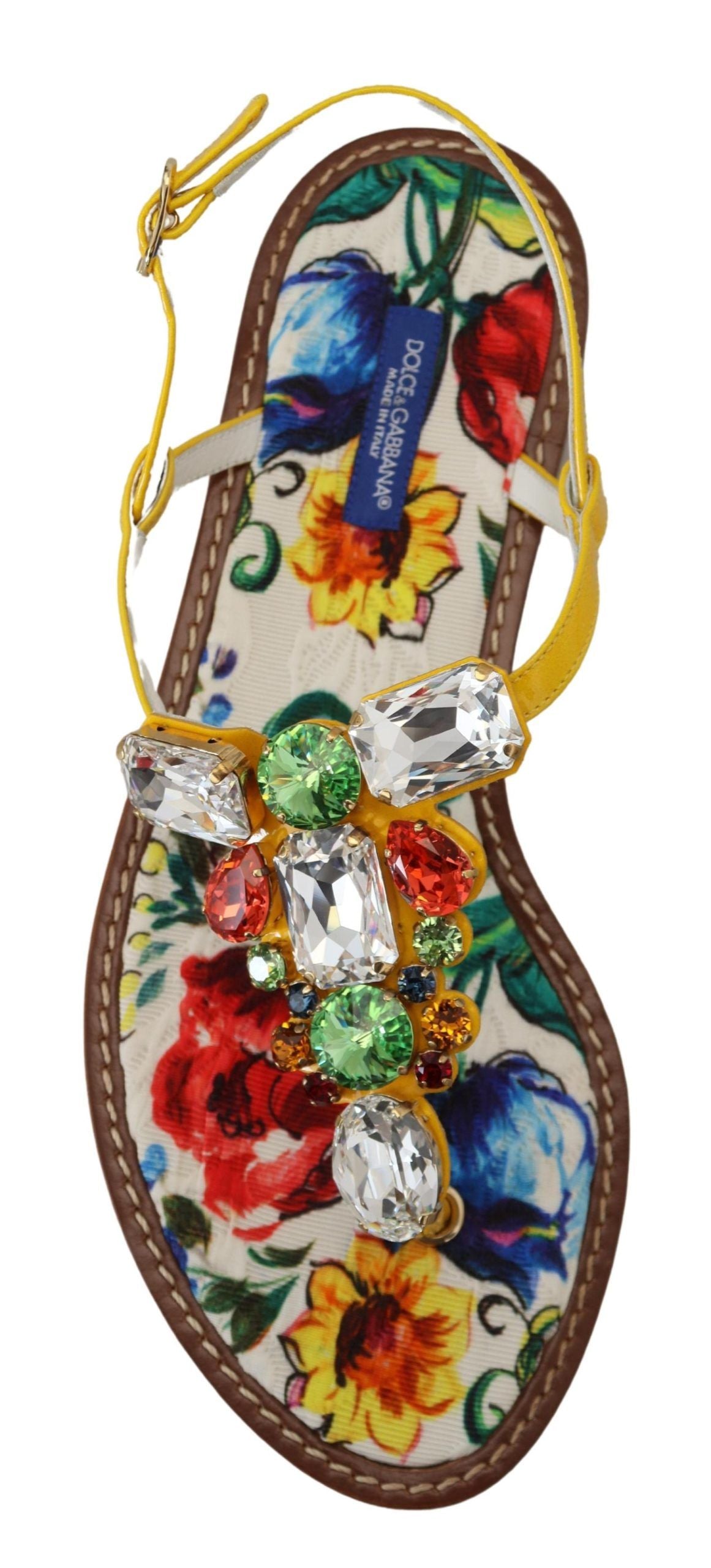 Dolce &amp; Gabbana Majolica Crystal Embellished Leather Sandals