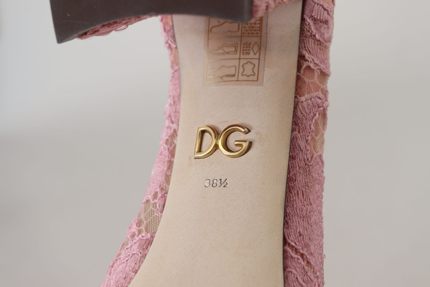 Dolce &amp; Gabbana Pastel Pink Lace Crystal Embellished Pumps