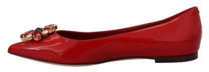 Dolce &amp; Gabbana Red Suede Crystal Loafers - Exquisite Elegance