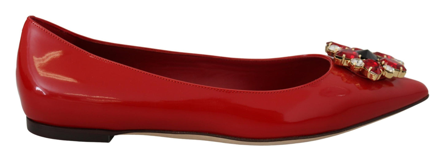 Dolce &amp; Gabbana Red Suede Crystal Loafers - Exquisite Elegance