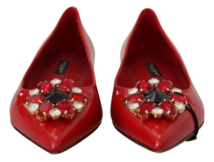 Dolce &amp; Gabbana Red Suede Crystal Loafers - Exquisite Elegance