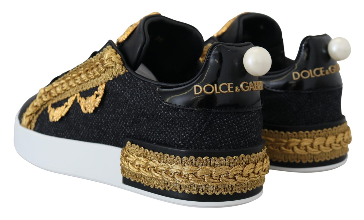 Dolce &amp; Gabbana Elegant Portofino Leather Sneakers in Black