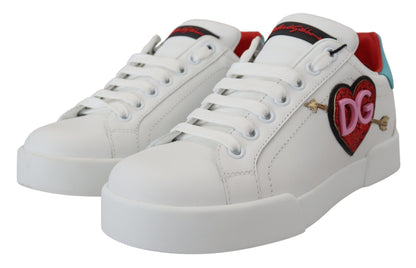 Dolce &amp; Gabbana Elegant White Portofino Leather Sneakers