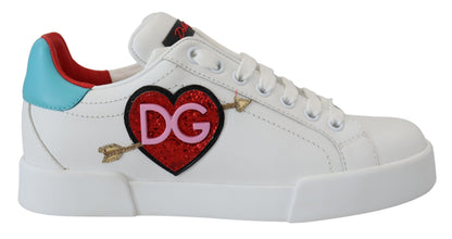 Dolce &amp; Gabbana Elegant White Portofino Leather Sneakers