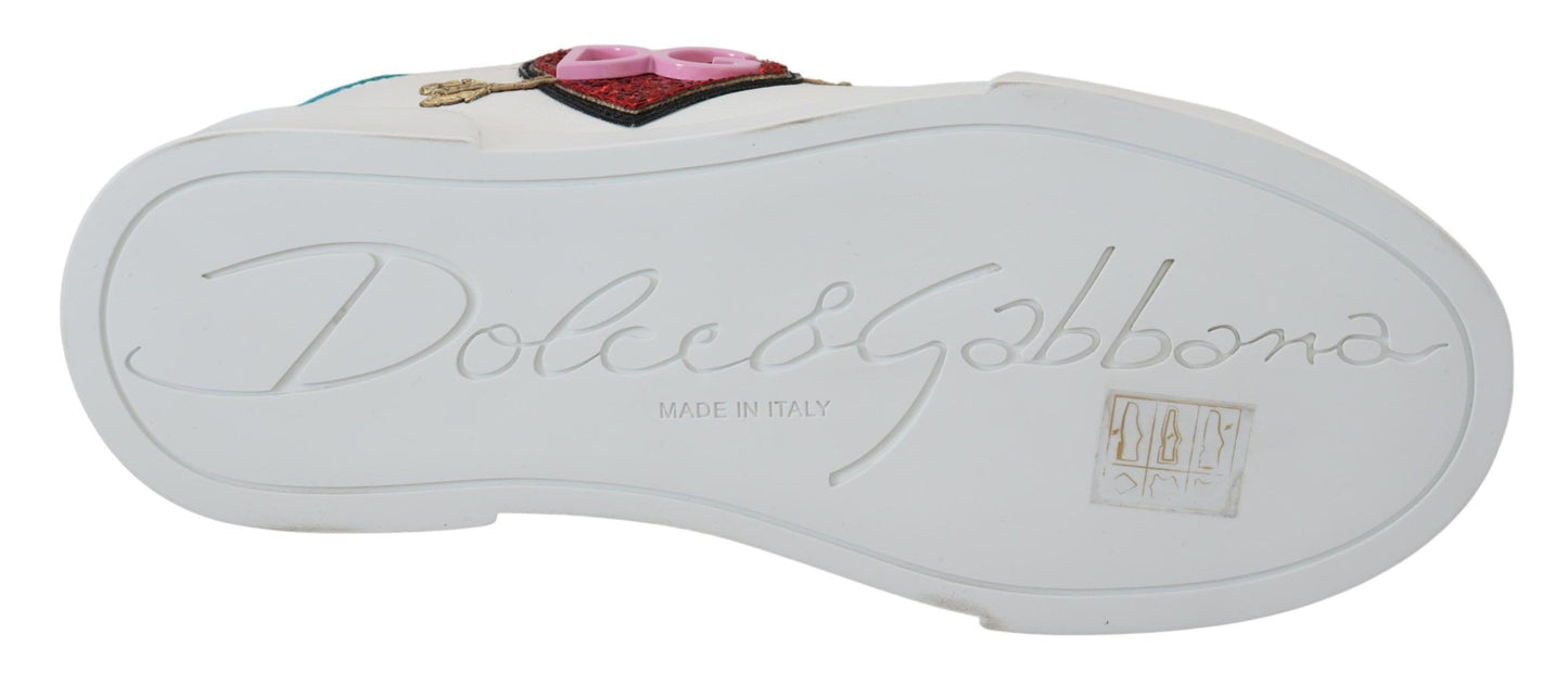 Dolce &amp; Gabbana Elegant White Portofino Leather Sneakers