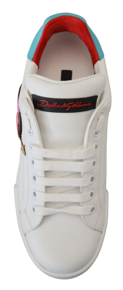 Dolce &amp; Gabbana Elegant White Portofino Leather Sneakers