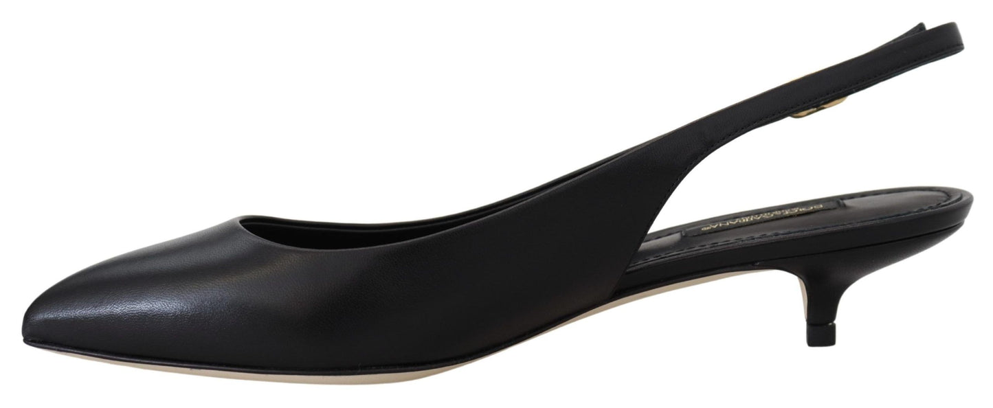 Dolce &amp; Gabbana Elegant Black Leather Slingback Pumps