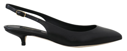 Dolce &amp; Gabbana Elegant Black Leather Slingback Pumps