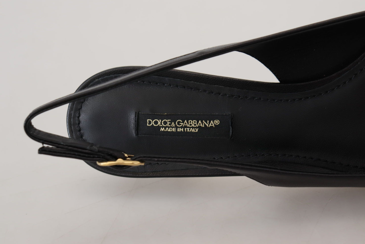 Dolce &amp; Gabbana Elegant Black Leather Slingback Pumps