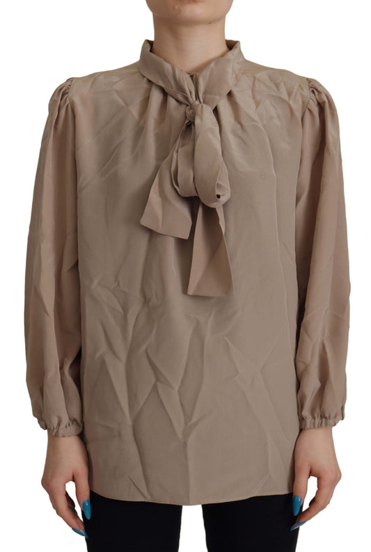 Dolce &amp; Gabbana Elegant Silk Ascot Collar Blouse