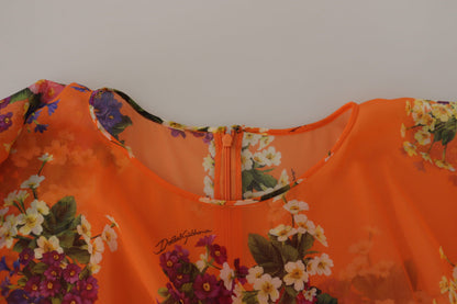 Dolce &amp; Gabbana Elegant Floral Silk Blouse with Back Zipper