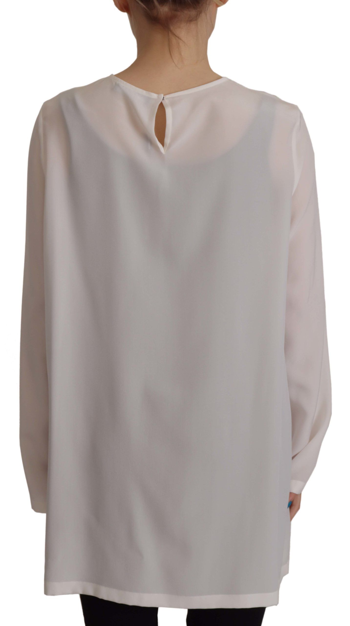 Dolce &amp; Gabbana Elegant Silk Top with Logo Embroidery