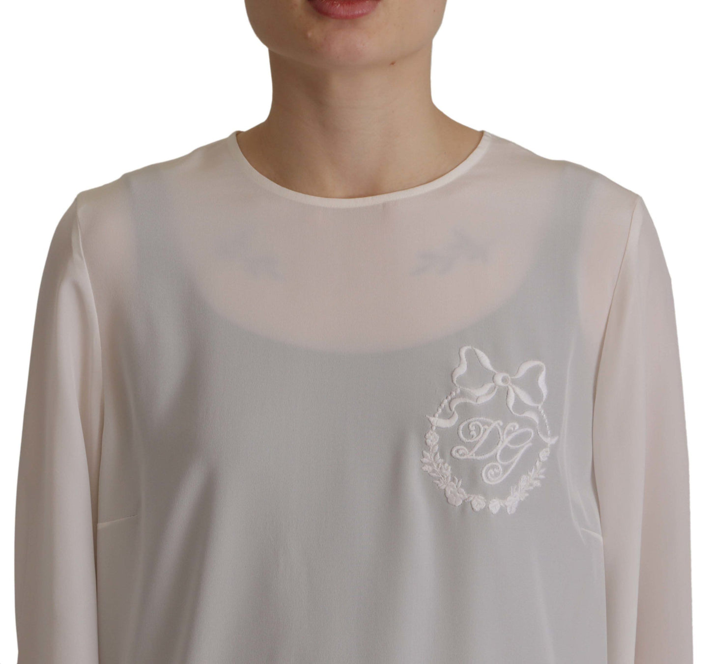 Dolce &amp; Gabbana Elegant Silk Top with Logo Embroidery