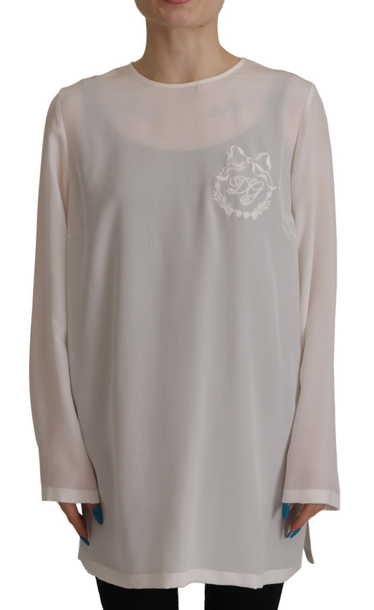 Dolce &amp; Gabbana Elegant Silk Top with Logo Embroidery