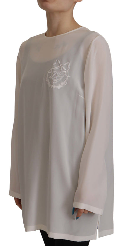 Dolce &amp; Gabbana Elegant Silk Top with Logo Embroidery