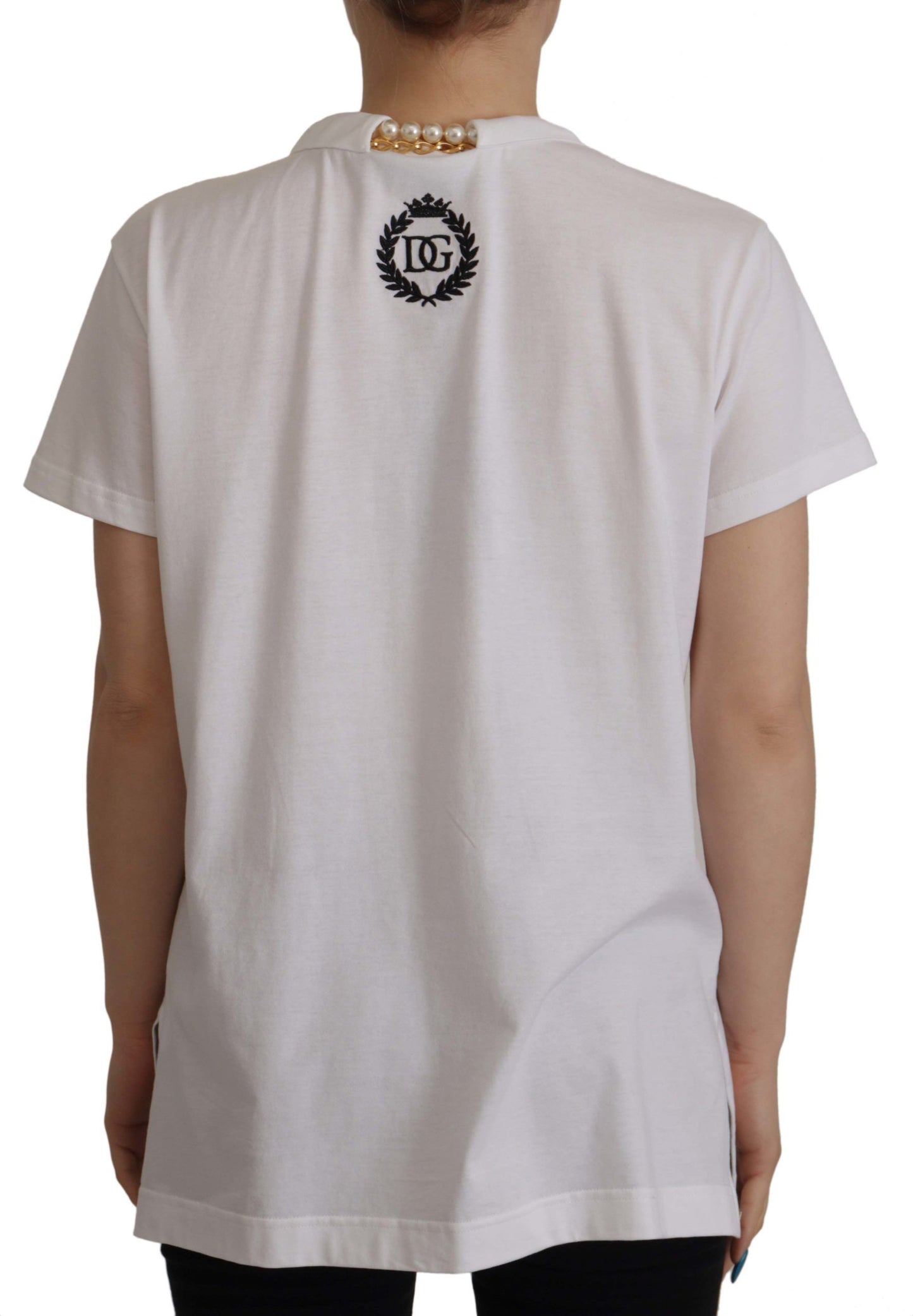 Dolce &amp; Gabbana Stunning V-Neckline Logo Embellished Tee