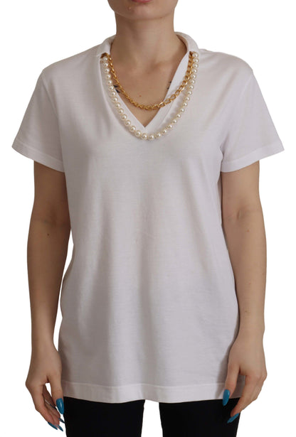 Dolce &amp; Gabbana Stunning V-Neckline Logo Embellished Tee