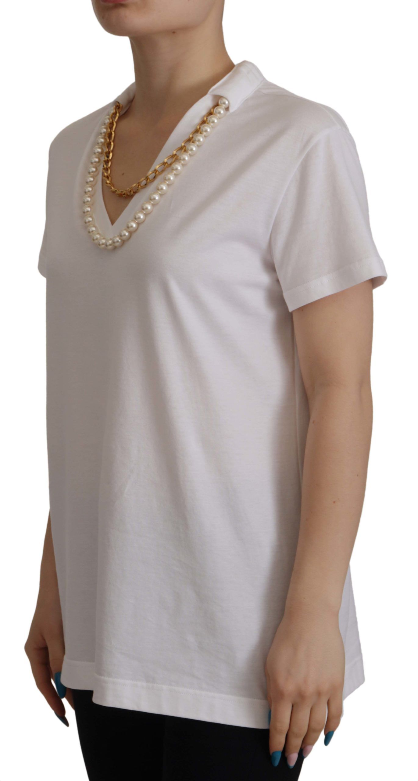 Dolce &amp; Gabbana Stunning V-Neckline Logo Embellished Tee