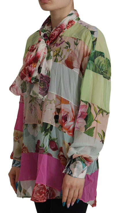 Dolce &amp; Gabbana Elegant Floral Patchwork Silk Blouse