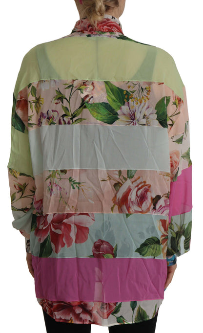 Dolce &amp; Gabbana Elegant Floral Patchwork Silk Blouse