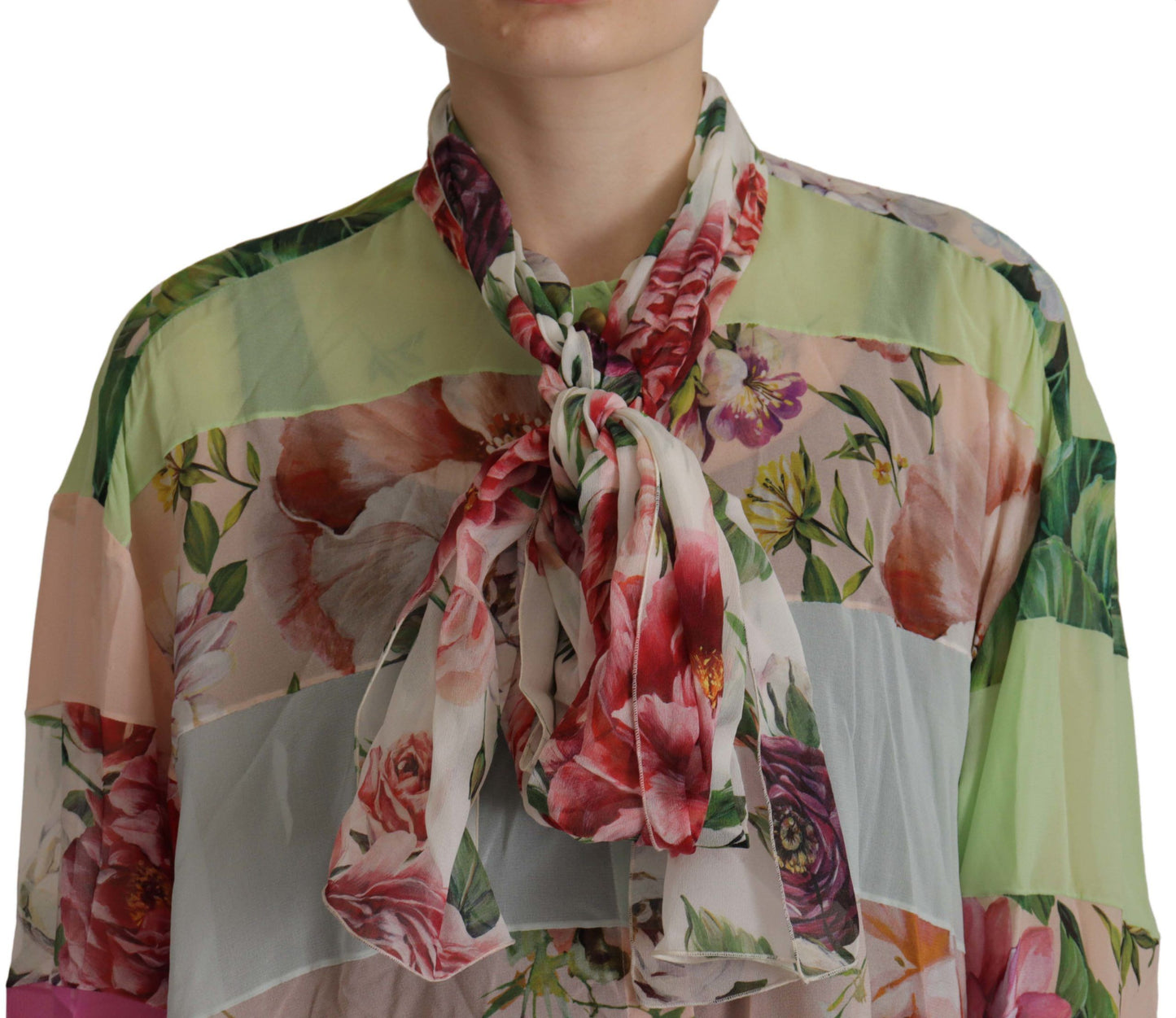 Dolce &amp; Gabbana Elegant Floral Patchwork Silk Blouse