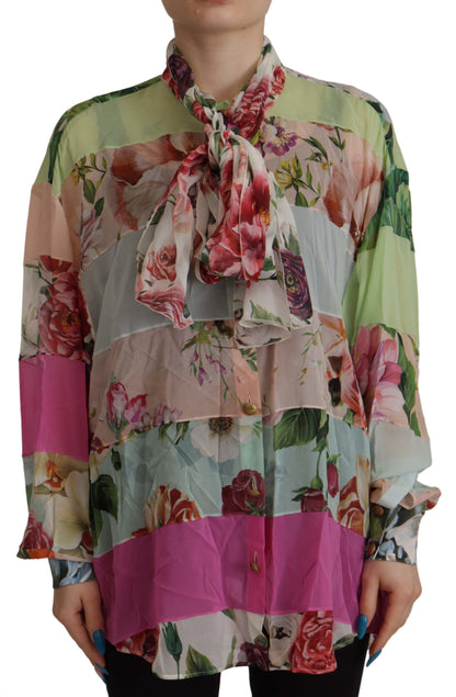 Dolce &amp; Gabbana Elegant Floral Patchwork Silk Blouse