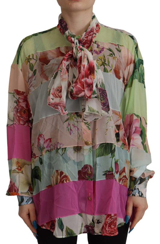 Dolce &amp; Gabbana Elegant Floral Patchwork Silk Blouse