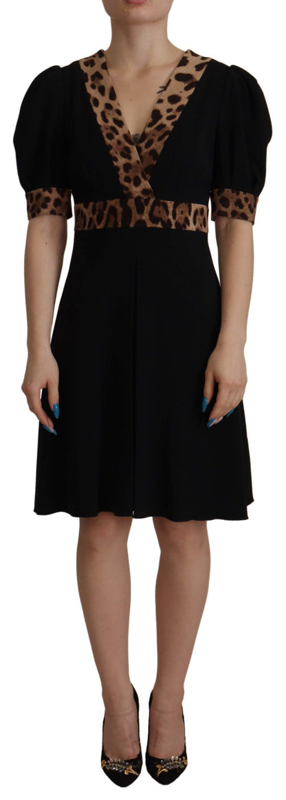 Dolce &amp; Gabbana Elegant Black V-Neck A-Line Dress