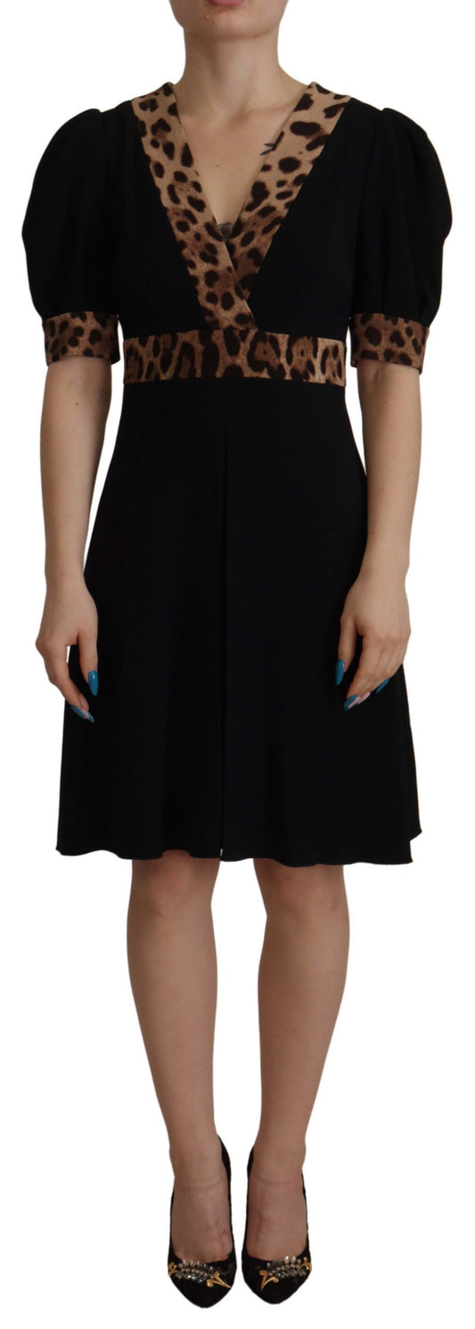 Dolce &amp; Gabbana Elegant Black V-Neck A-Line Dress