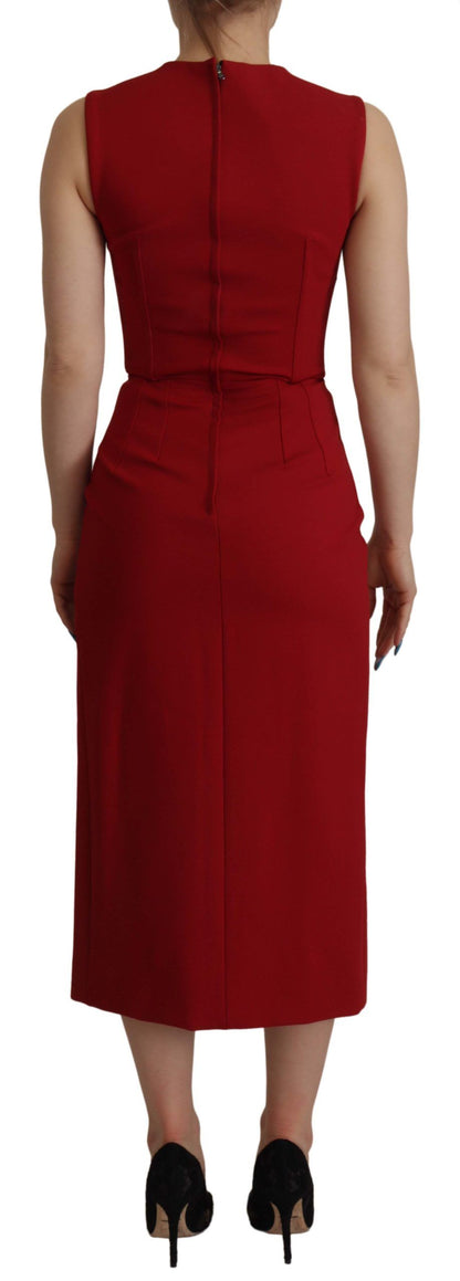 Dolce &amp; Gabbana Elegant Red Bodycon Midi Dress