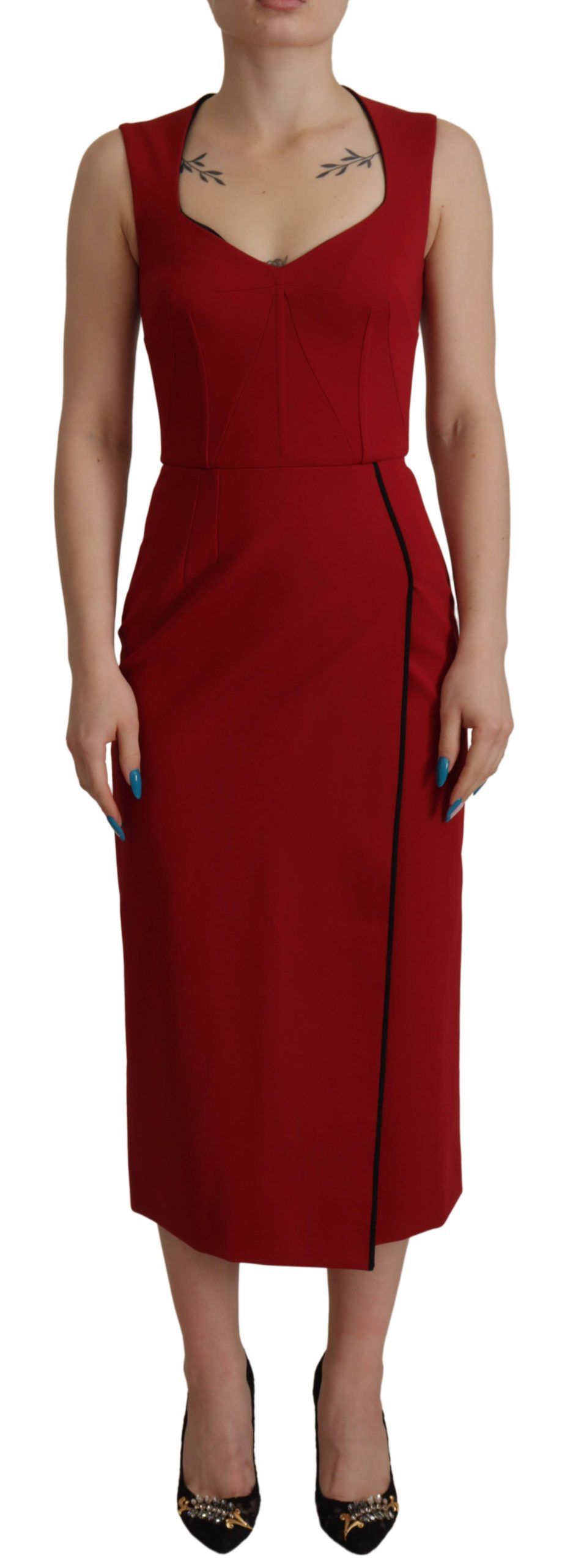 Dolce &amp; Gabbana Elegant Red Bodycon Midi Dress