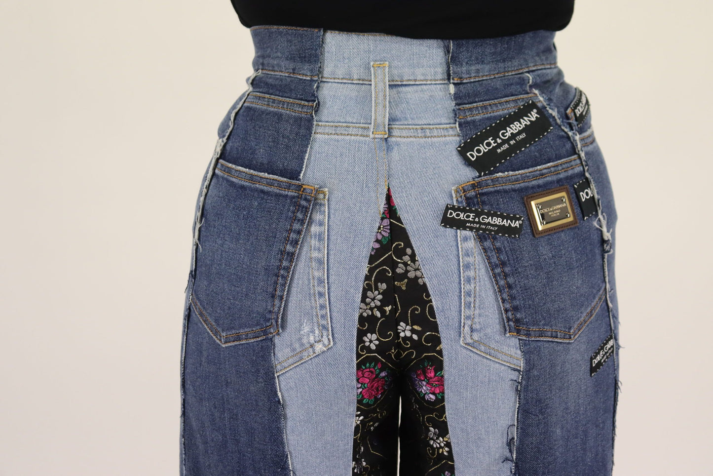 Dolce &amp; Gabbana High-Waist Multicolor Wide-Cut Jeans