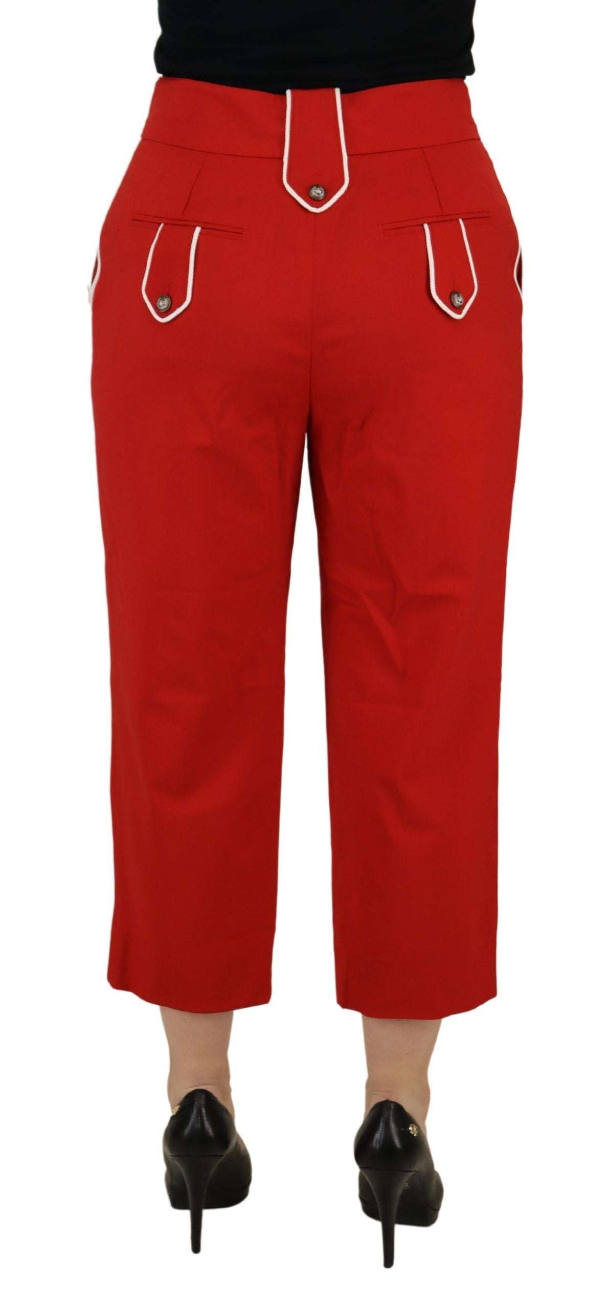 Dolce &amp; Gabbana Elegant Red High-Waist Cropped Pants