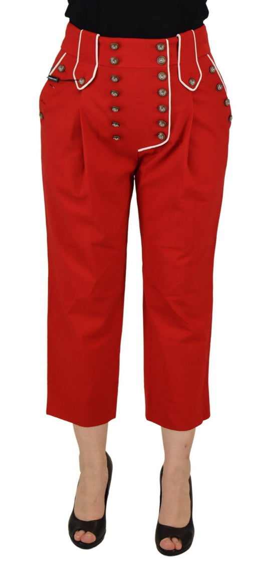 Dolce &amp; Gabbana Elegant Red High-Waist Cropped Pants