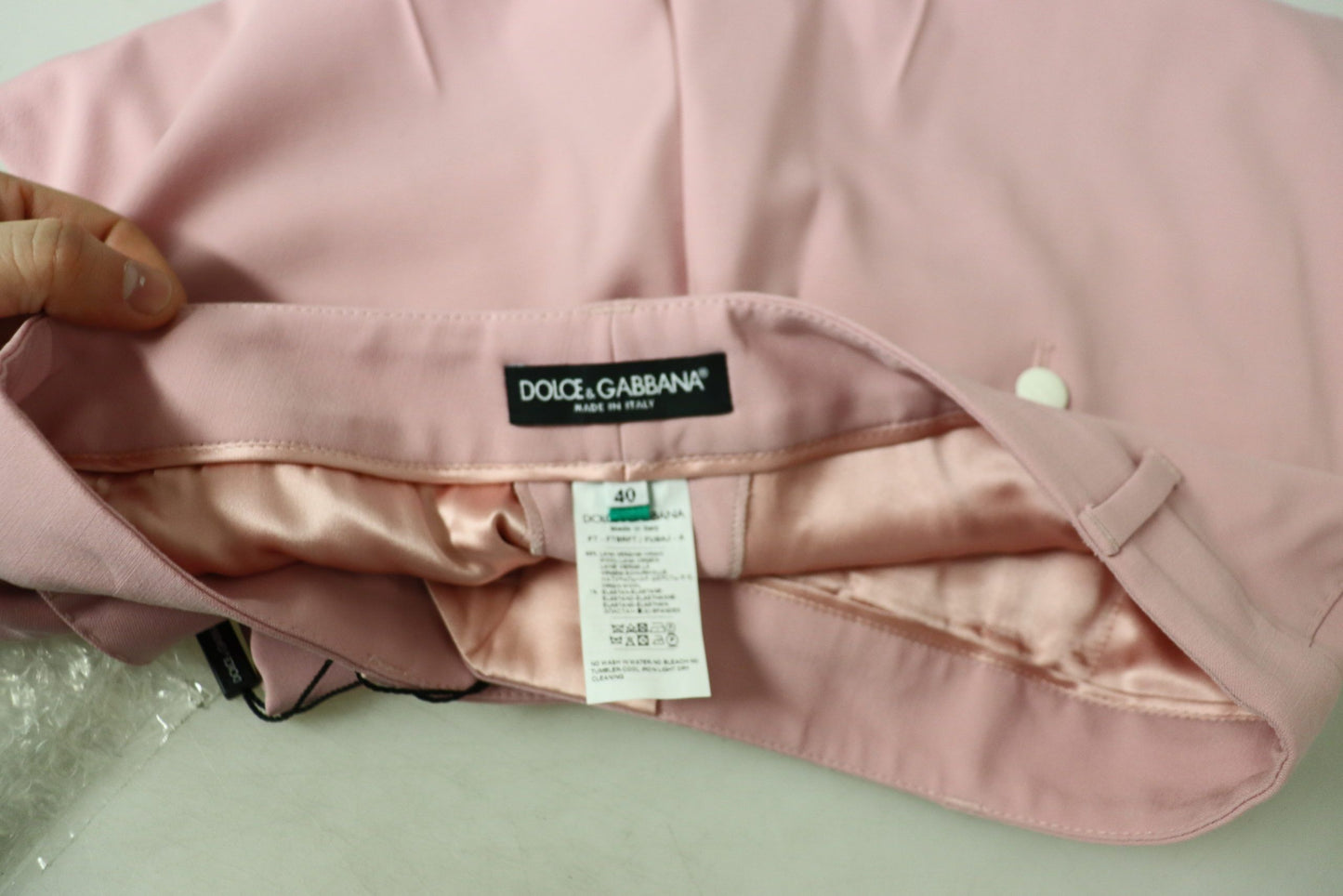 Dolce & Gabbana Chic MidWaist Virgin Wool Pink Pants