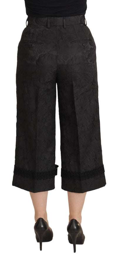 Dolce &amp; Gabbana Elegant Black Brocade Cropped Pants