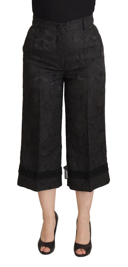 Dolce &amp; Gabbana Elegant Black Brocade Cropped Pants