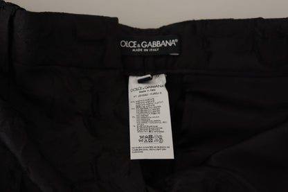 Dolce &amp; Gabbana Elegant Black Brocade Cropped Pants