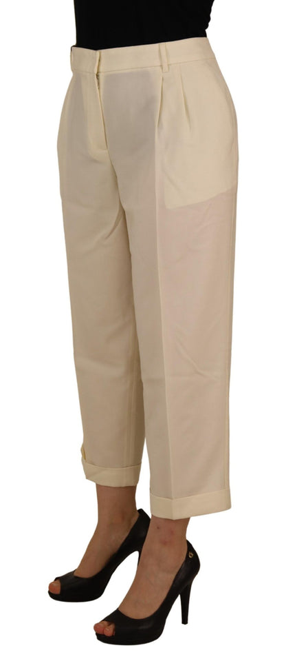 Dolce &amp; Gabbana Elegant Ivory High-Waist Wool Pants